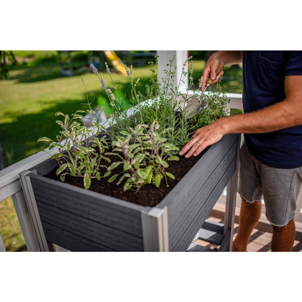 Slate Gray Elevated Vinyl Herb Garden Planter