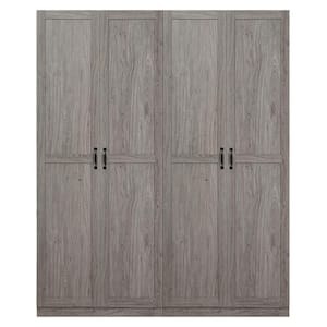 Hopkins Modern Grey MDF 59.2 in. Storage Closet Wardrobe with 8-Shelves (Set of 2)