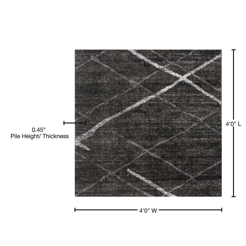 Dark Gray Synthetic Square Non-slip Contemporary Area Rug