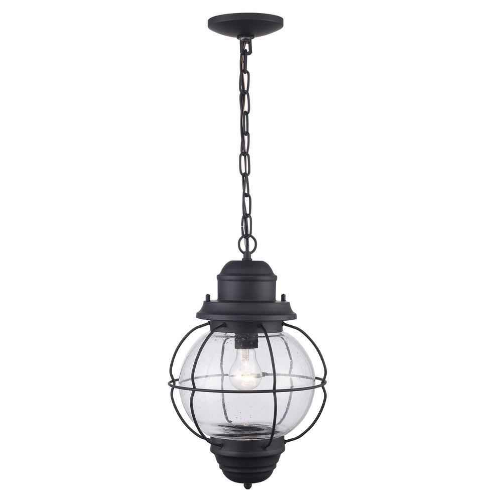 Black Seeded Glass Nautical Outdoor Hanging Lantern