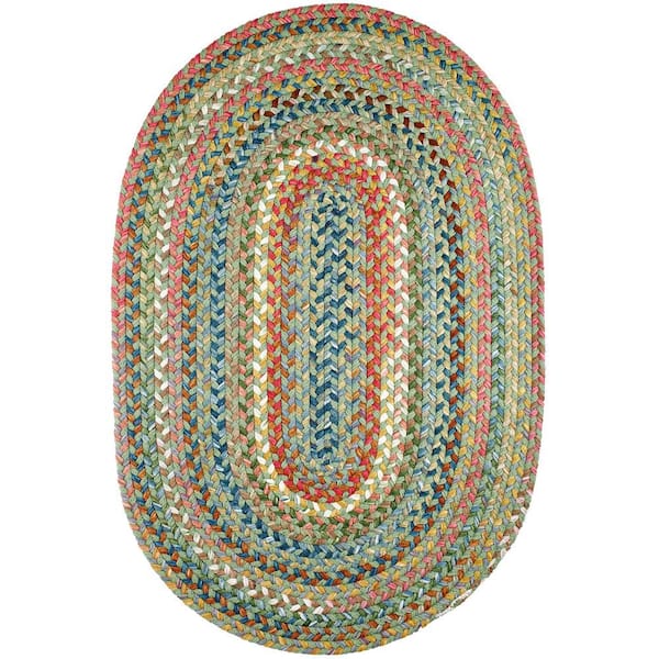 Bouquet Peridot 5 ft. x 8 ft. Oval Indoor/Outdoor Braided Area Rug