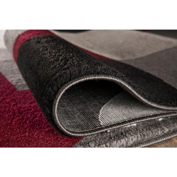 Contemporary Circles Burgundy Indoor 2 ft. x 3 ft. Area Rug