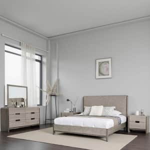 Rizvi 4-Piece Stone Gray and Bronze Queen Engineered Wood Bedroom Set