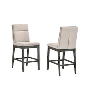 Anderson 2-Piece Wood Dining Chairs Beige Linen Fabric.
