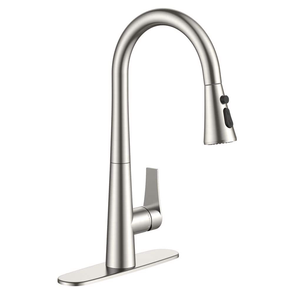 Gooseneck Single Handle Pull Down Sprayer Kitchen Faucet with 360 ° Swivel Spout in Brushed Nickel price history on PriceWatchPro
