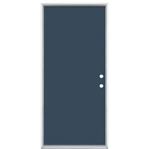 36 in. x 80 in. Flush Left Hand Inswing Night Tide Painted Steel Prehung Front Exterior Door No Brickmold