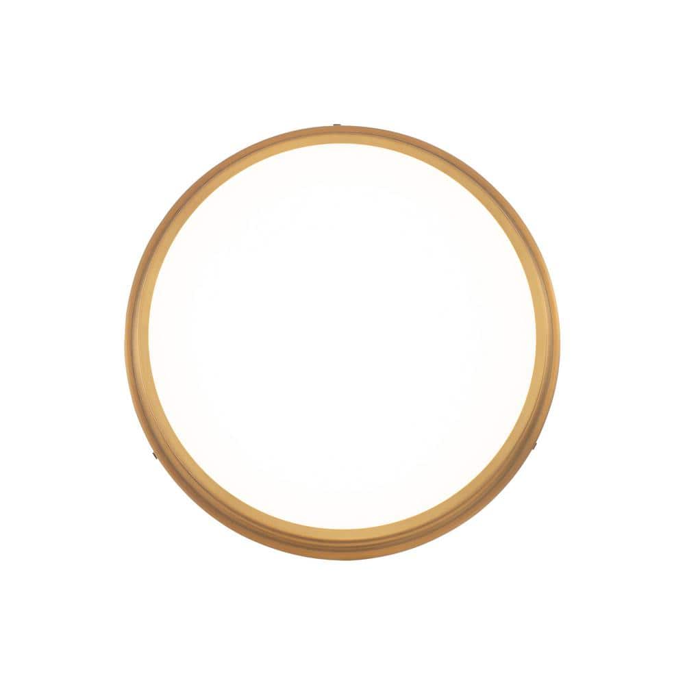 Elegant Aged Brass 12" LED Flush Mount with Opal Glass Diffuser