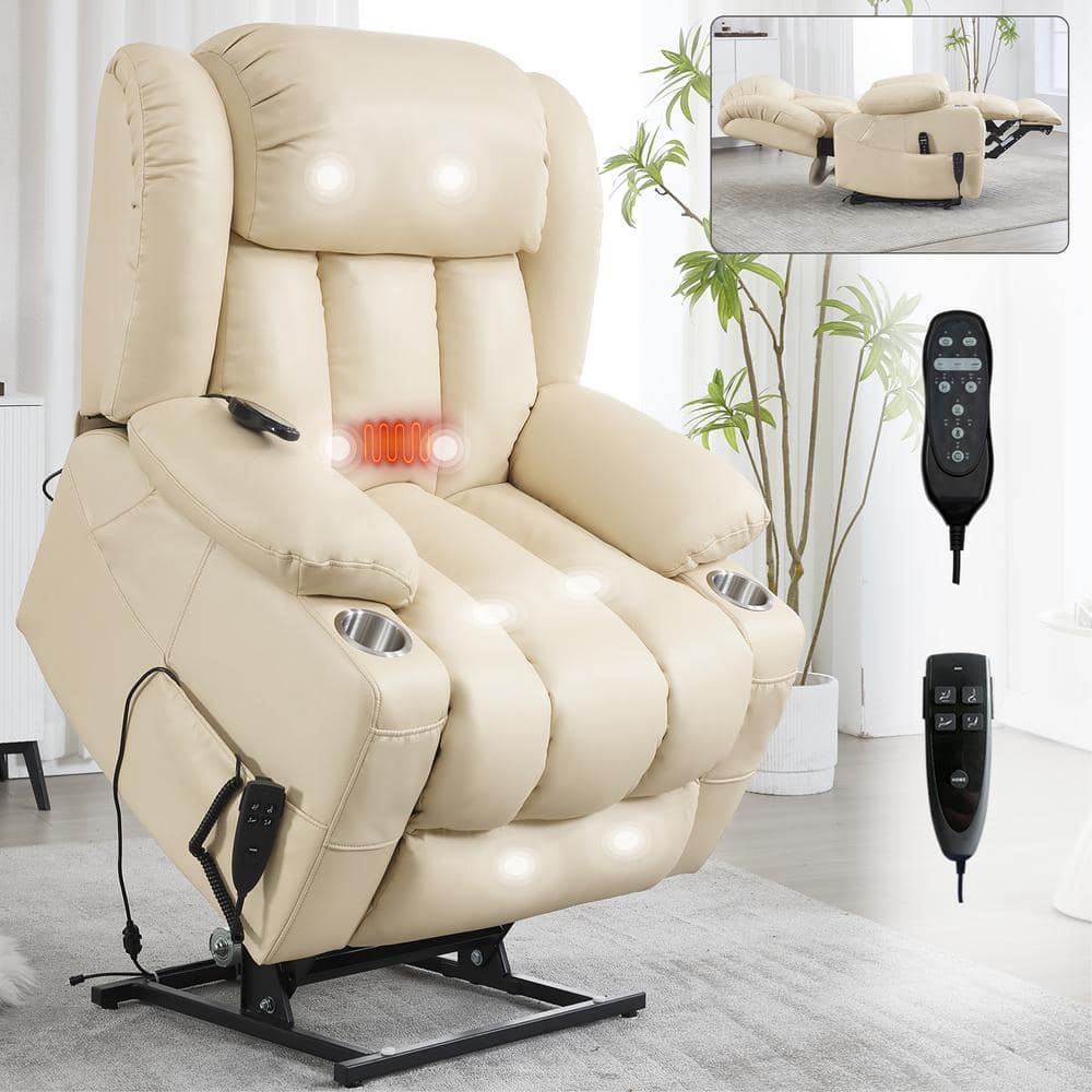 Dual Motor Leatheraire Power Lift Recliner Chair with Vibration Massage and