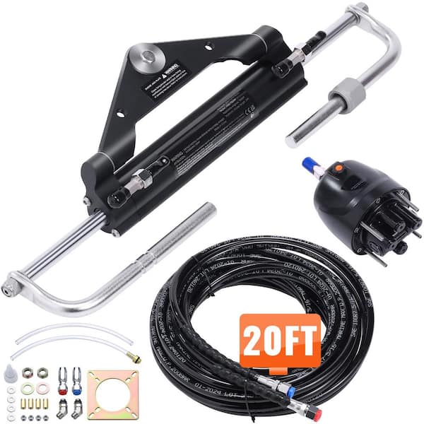SKYSHALO 150 HP Hydraulic Outboard Steering Kit Boat Marine System Built-in Two-Way Lock Cylinder