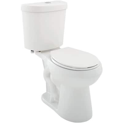 2-piece 1.1 GPF/1.6 GPF Dual Flush Round Toilet in White