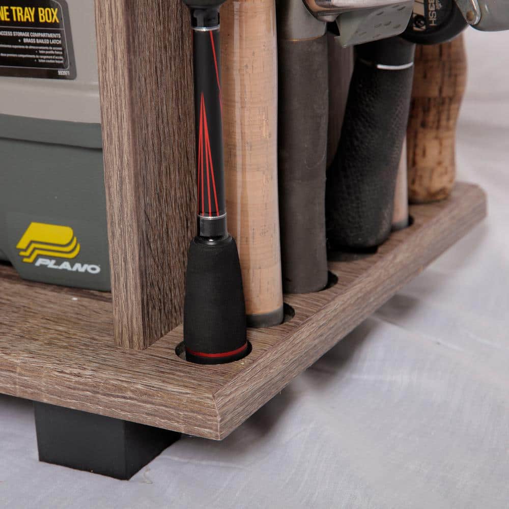 Barnwood Fishing Gear Storage Cabinet with Rod Holder