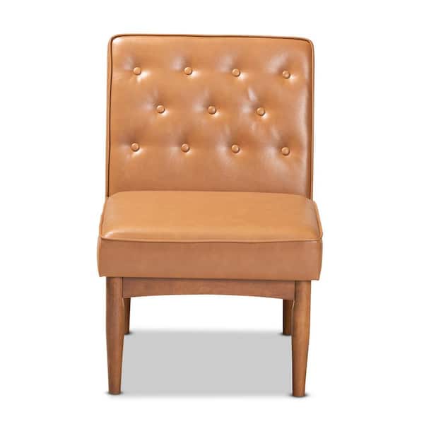 Baxton Studio Riordan Tan and Walnut Brown Dining Chair