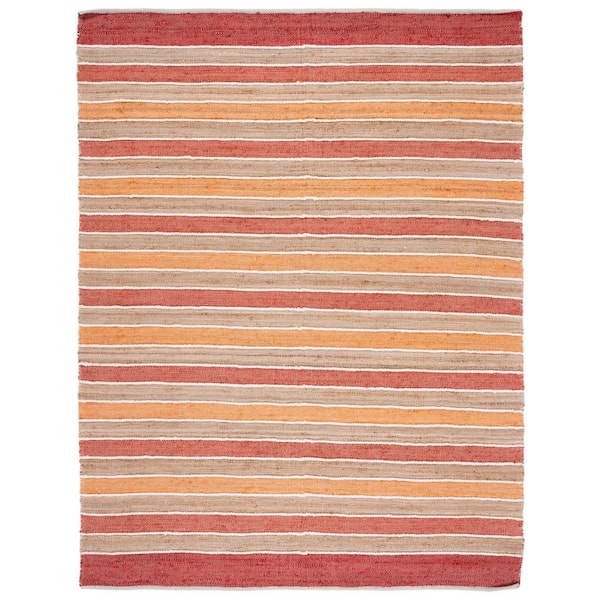 Striped Kilim 8 ft. x 10 ft. Rust/Red Striped Area Rug