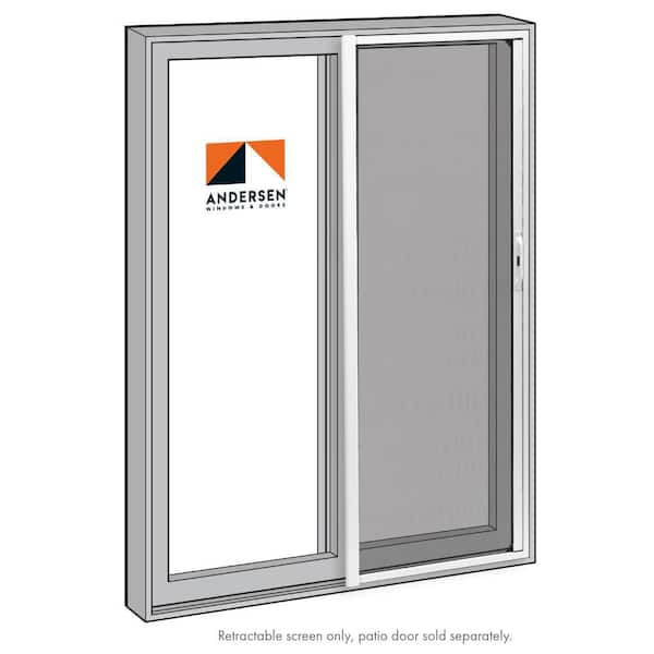 White Aluminum Retractable Screen for 200 Narroline & 400 Frenchwood Right-Hand Sliding Patio Door 71.25 in. x 79.5 in.