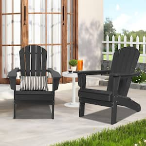 Classic Black Composite of Adirondack Chair with Side Table (Set of 2)