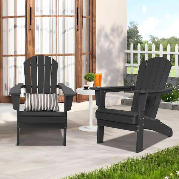 MIRAFIT Classic Black Composite of Adirondack Chair with Side Table (Set of 2)