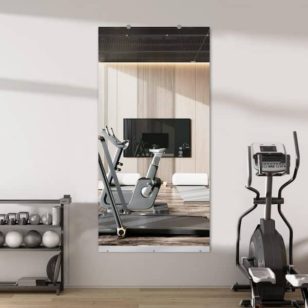 Silver 24 in. W x 48 in. H Rectangular Frameless Tempered HD Wall Mirror/Gym Mirror (Screws Included)
