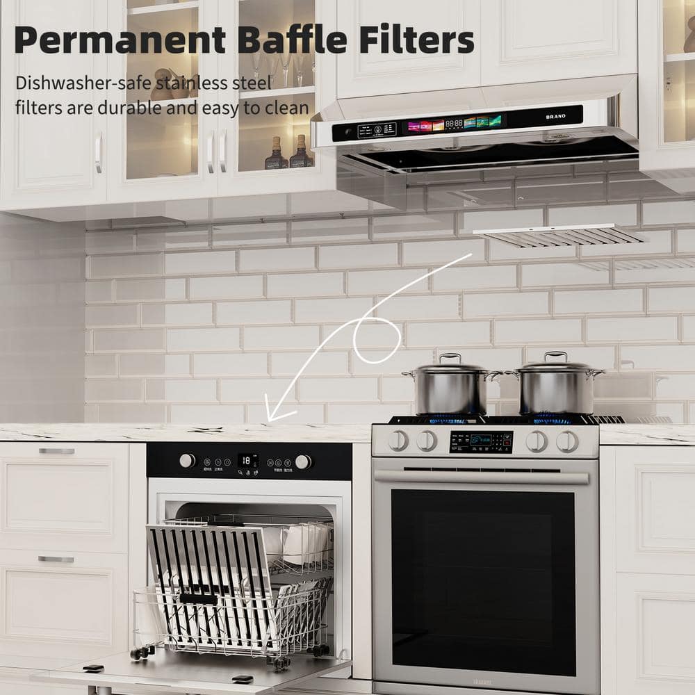 36 Inch Stainless Steel Under Cabinet Range Hood with Voice and Touch Control