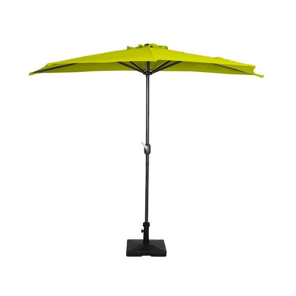 WESTIN OUTDOOR FIJI 9 ft. Market Half Patio Umbrella with 50 lbs. Concrete Base in Lime Green