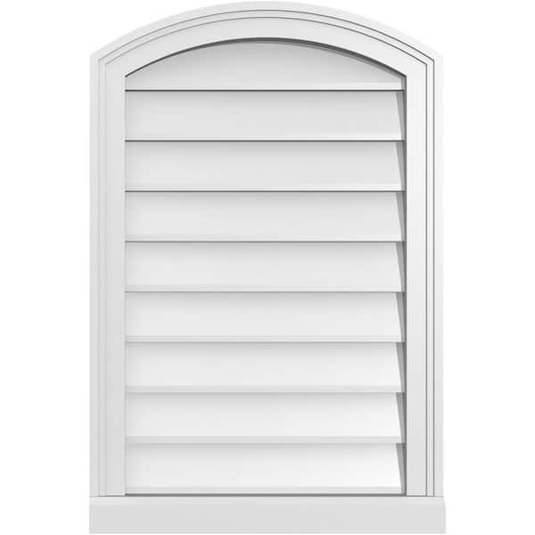 Ekena Millwork 20 in. x 30 in. Arch Top Surface Mount PVC Gable Vent: Functional with Brickmould Sill Frame