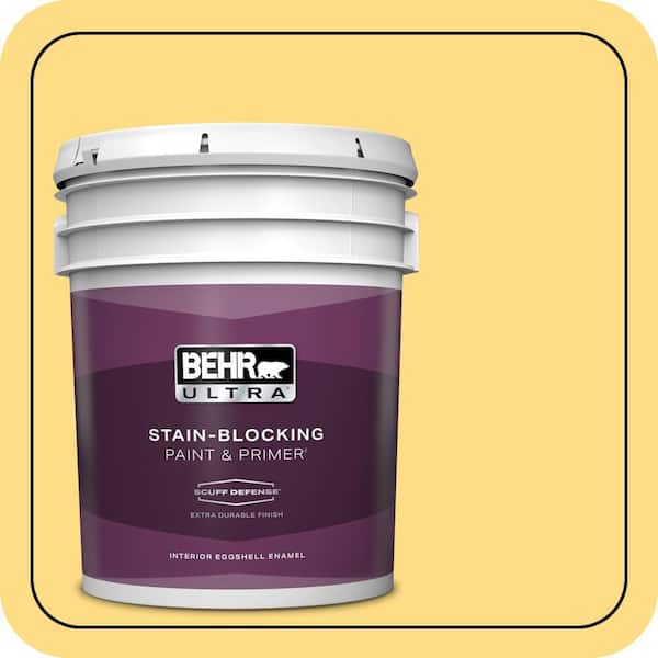 BEHR ULTRA 5 gal. #340B-5 Yellow Brick Road Extra Durable Eggshell Enamel Interior Paint & Primer