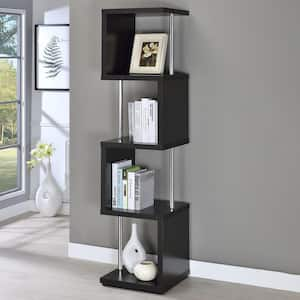 66.5 in. Black and Chrome 4-Shelf Geometric Bookcase