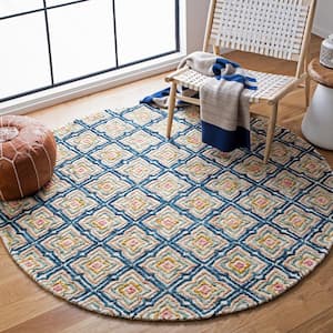 Trace Ivory/Navy 6 ft. x 6 ft. Moroccan Round Area Rug