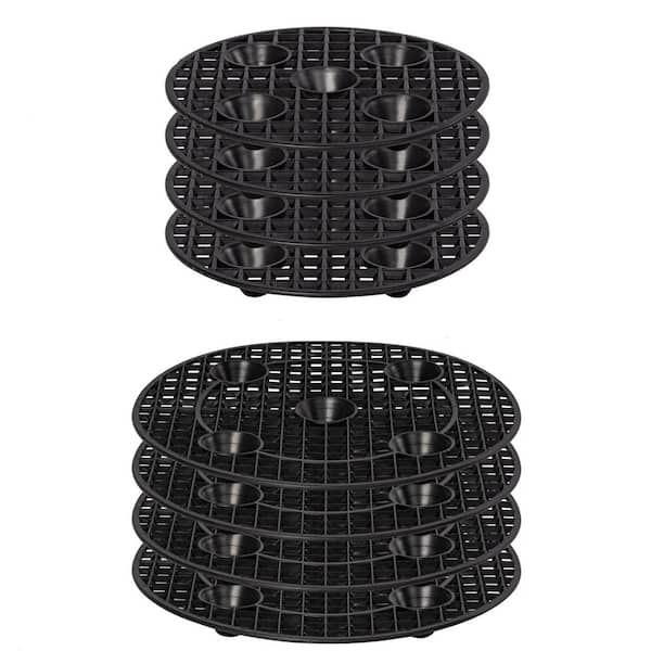 8-Pack Black Plastic Round Plant Stand for Flower Pot (1.2 in. H 2 Size)