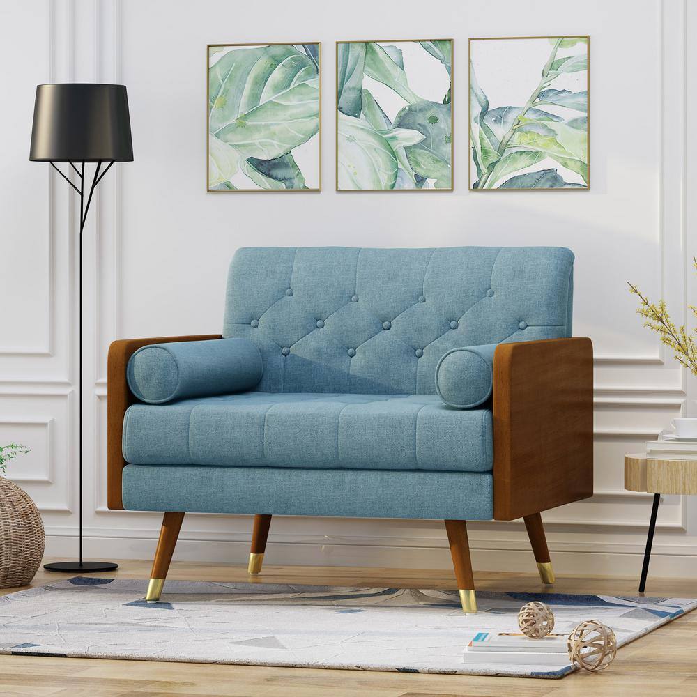 Blue and Walnut Mid-Century Modern Club Chair