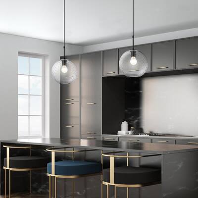 Manika 10 in. 1-Light Brushed Nickel and Black Wire Ceiling Pendant Light