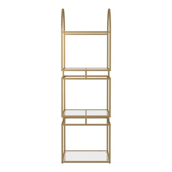 Shelf Bookcase With Glass Shelves, White And Gold Shelves Target