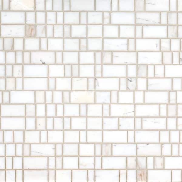 Jeffrey Court Strata Sunrise White 12 in. x 12 in. Rectangle Honed