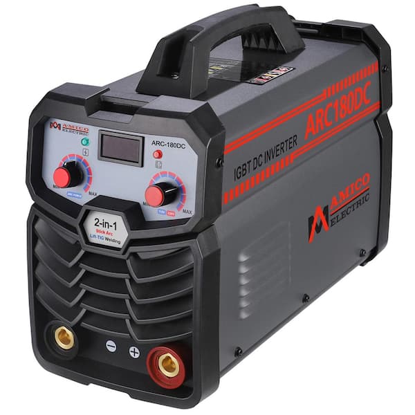 AM AMICO ELECTRIC ARC-180DC, 180 Amp Stick Arc Lift-TIG Inverter Welder, 80% Duty Cycle, 100-250V Wide Voltage, Compatible all Electrodes