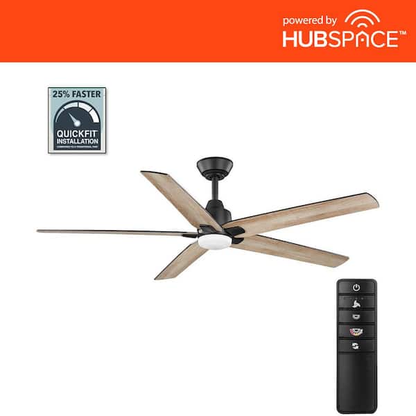 Home Decorators Collection Vinwood 56 in. Indoor White Color Changing LED Matte Black Smart Hubspace Ceiling Fan with DC Motor and Remote Control