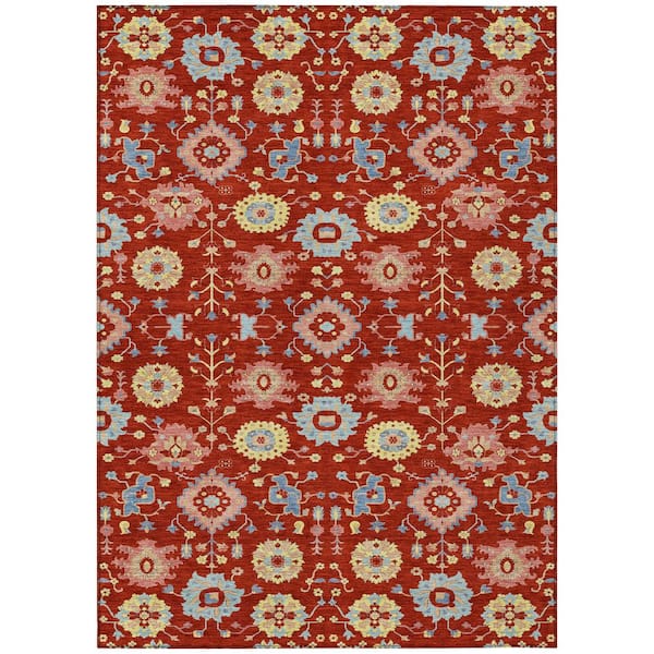 Chantille Machine Washable Indoor/Outdoor Abstract ACN2610 Red 5 ft. x 7 ft. 6 in. Area Rug