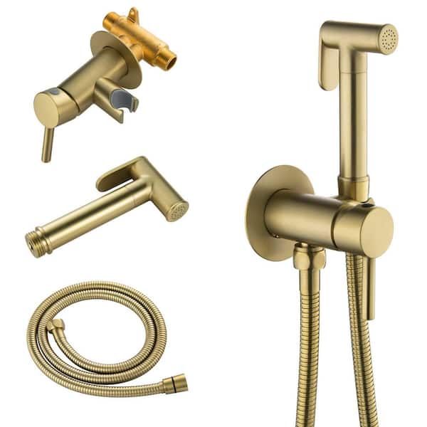Warm Water Bidet Sprayer Attachment with Hot and Cold Brass Rough-in Valve, Stainless Steel Handheld Set