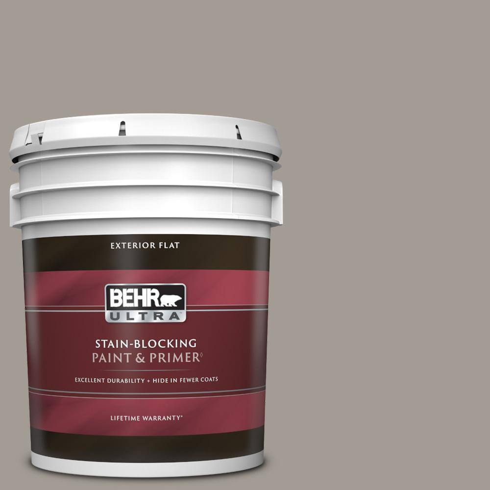 BEHR ULTRA 5 gal. PPU1815 Fashion Gray Flat Exterior Paint & Primer 485405 The Home Depot