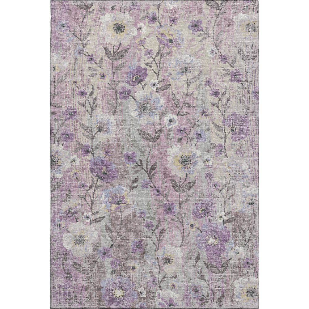 Mayfield Premium Machine Washable Abstract AMF2403 Lilac 5 ft. x 7 ft. 6 in. Area Rug price history on PriceWatchPro