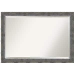 Forged Pewter 28 in. x 40 in Modern Rectangle Framed Bathroom Vanity Wall Mirror
