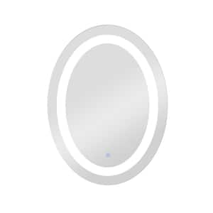 24 in. W x 32 in. H Oval Frameless Anti-Fog Ceiling Wall Bathroom Vanity Mirror in Silver