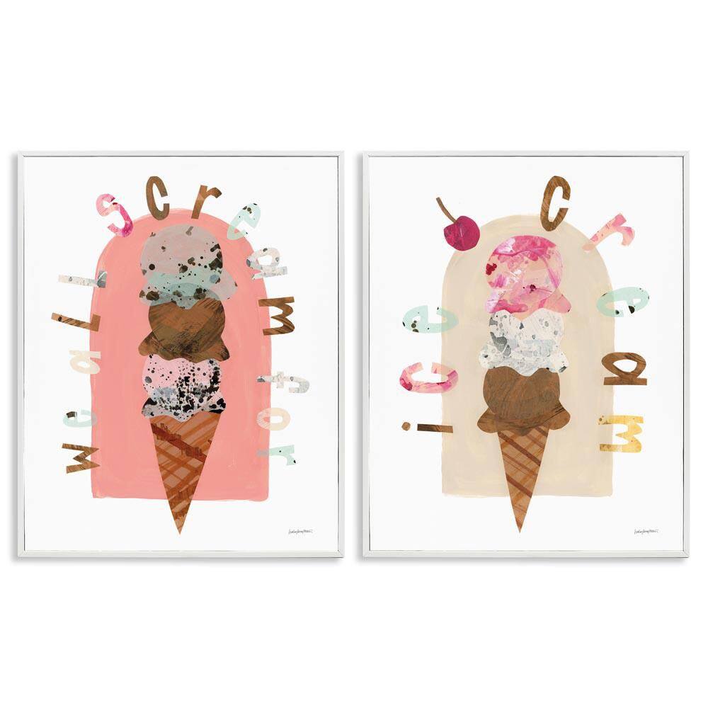 Bright Pastels Ice Cream by Haley Knighten 2 Pieces White Framed Food Giclee Art Print 30 in. x 24 in. price history on PriceWatchPro