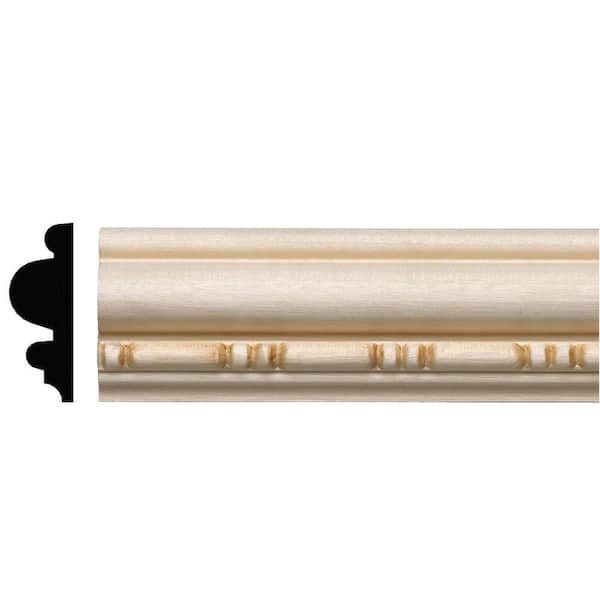 Ornamental Mouldings 15/32 in. x 1-5/16 in. x 96 in. White Hardwood Sausage and Bead Embossed Moulding