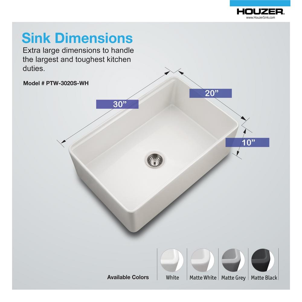 Aspire 30" White Fireclay Farmhouse Workstation Sink with Accessories