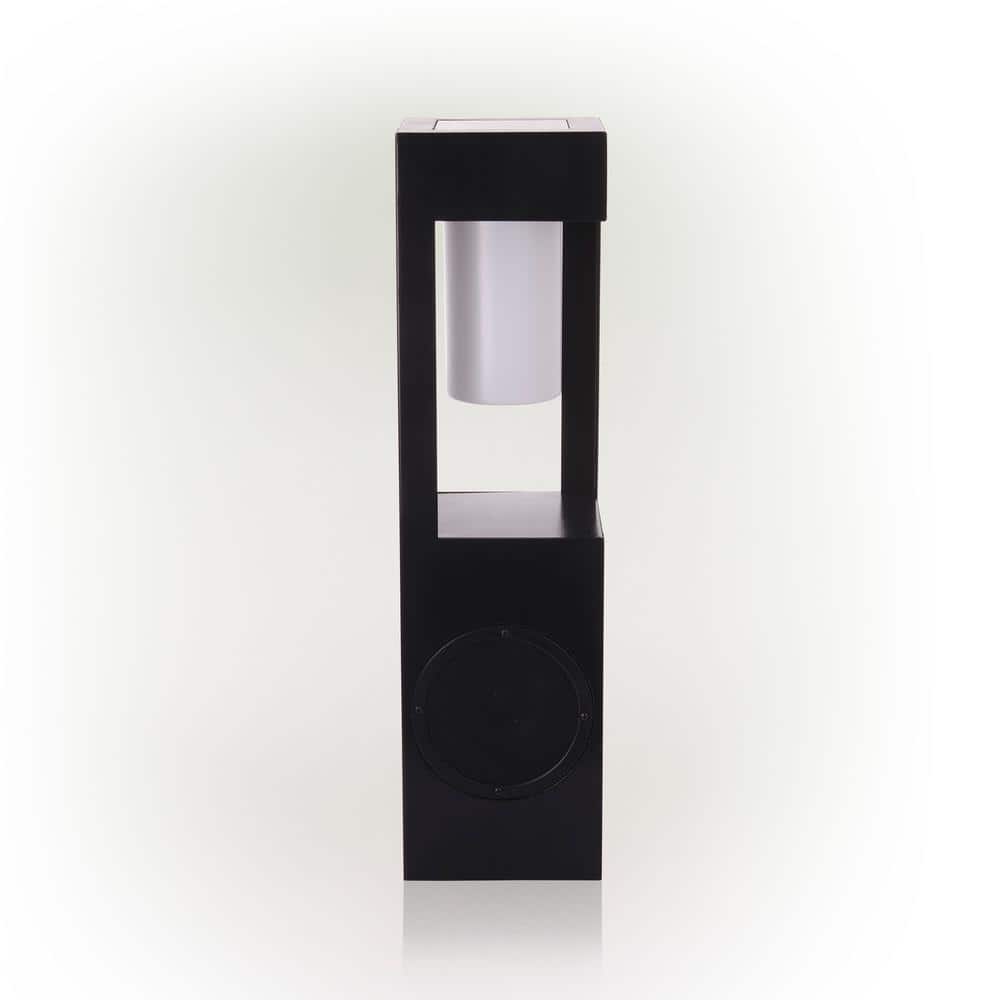 24'' Black Metal Solar LED Outdoor Lantern with Bluetooth Speaker