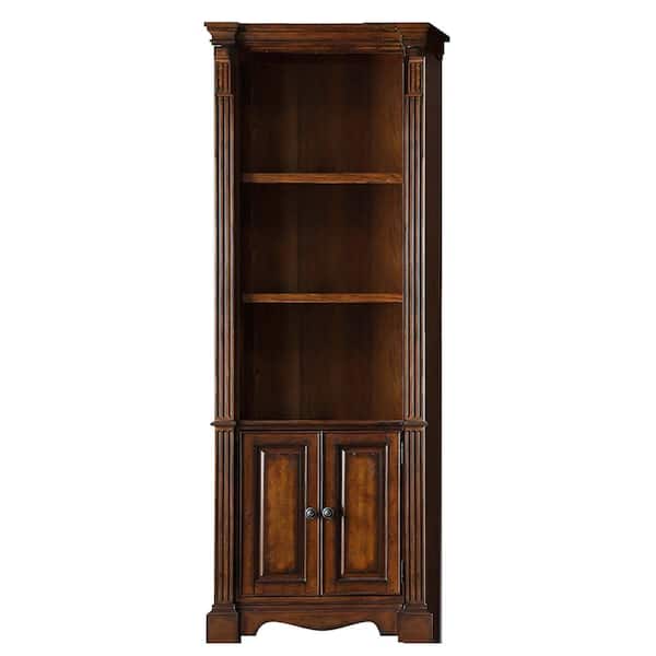 Bridgevine Home Parliament 84 in. Hazelnut Wood 3-Shelf Standard Universal Bookcase Pier with Cabinets