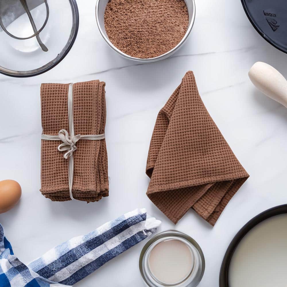 Terracotta 18" Square Woven Linen and Cotton Waffle Napkins Set of 4