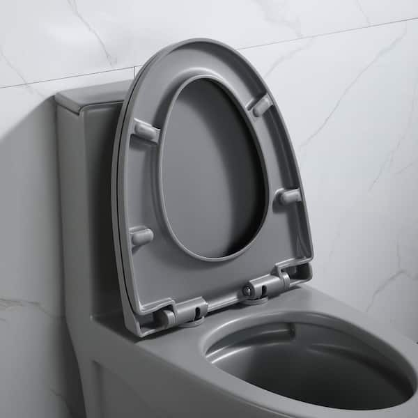 One-Piece 1.1/1.6 GPF Dual Flush Elongated Toilet in Light Grey