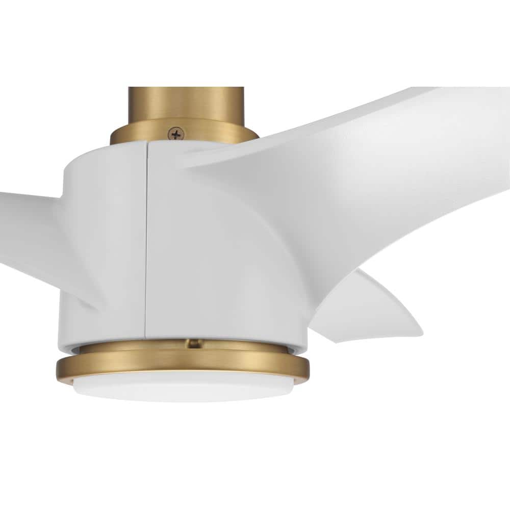 60'' Satin Brass and White Smart Ceiling Fan with LED Light