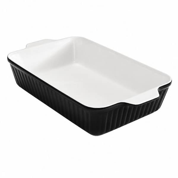 4.2 Qt. Black Ceramic Casserole Dish, Large Lasagna Pan Deep for Oven, Baking Pan with Handles, Wedding Gift