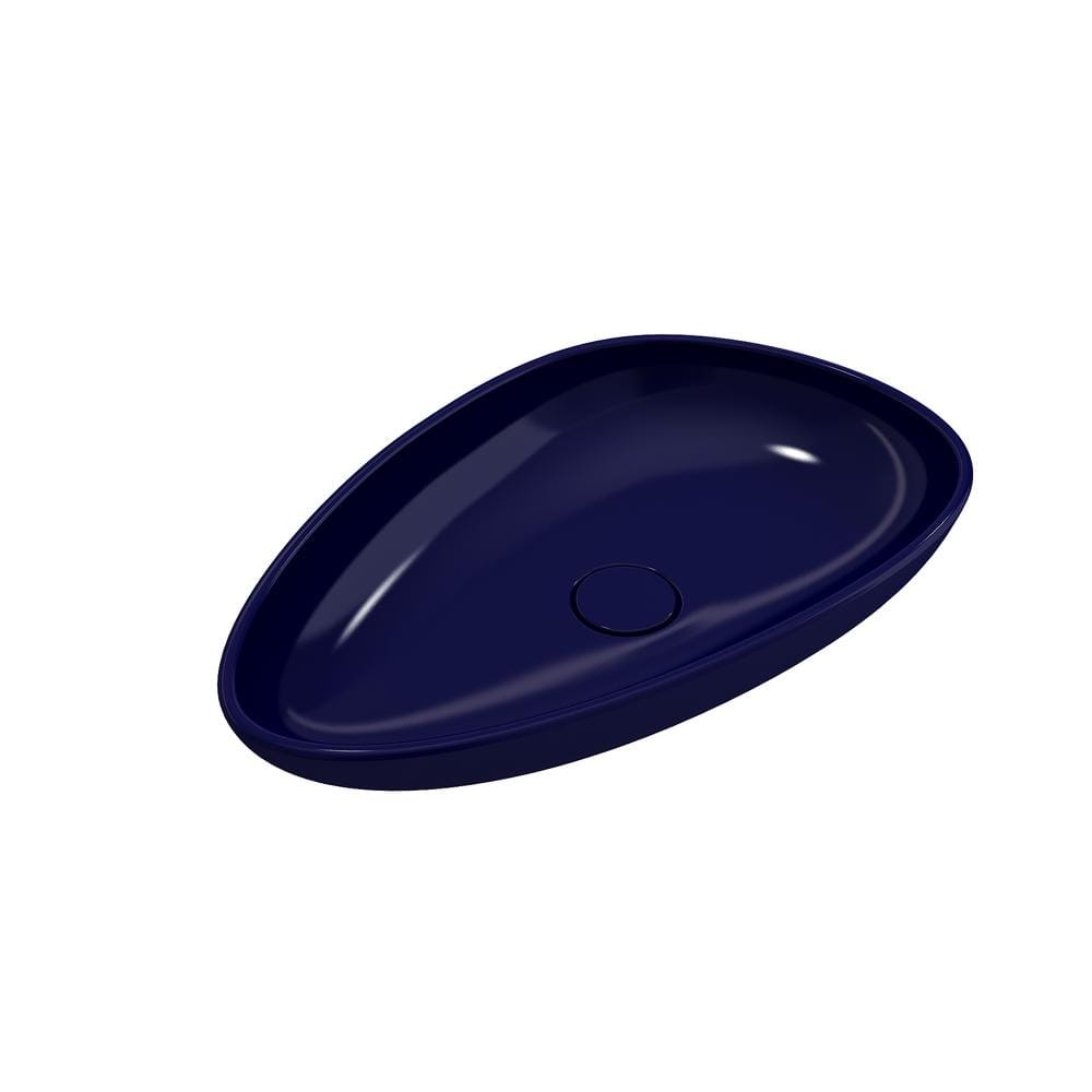 Sapphire Blue Ceramic Palette Shaped Vessel Sink